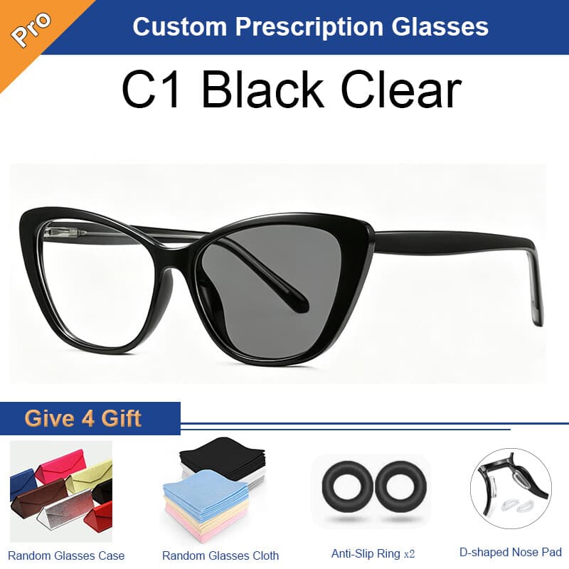 Vale River cat eye glasses in Black Clear