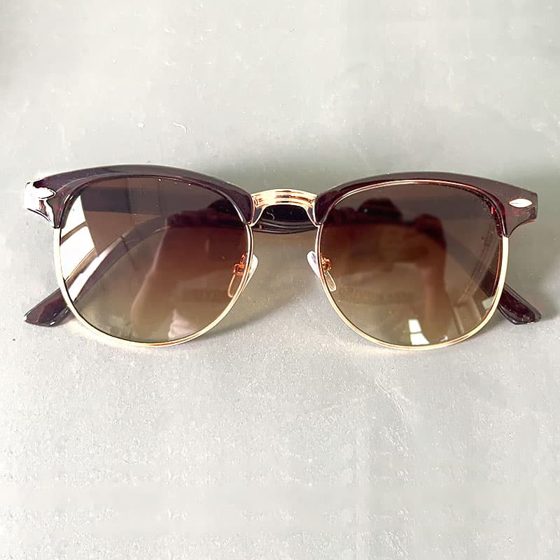 Iris Wood semi-rimless glasses in Tea