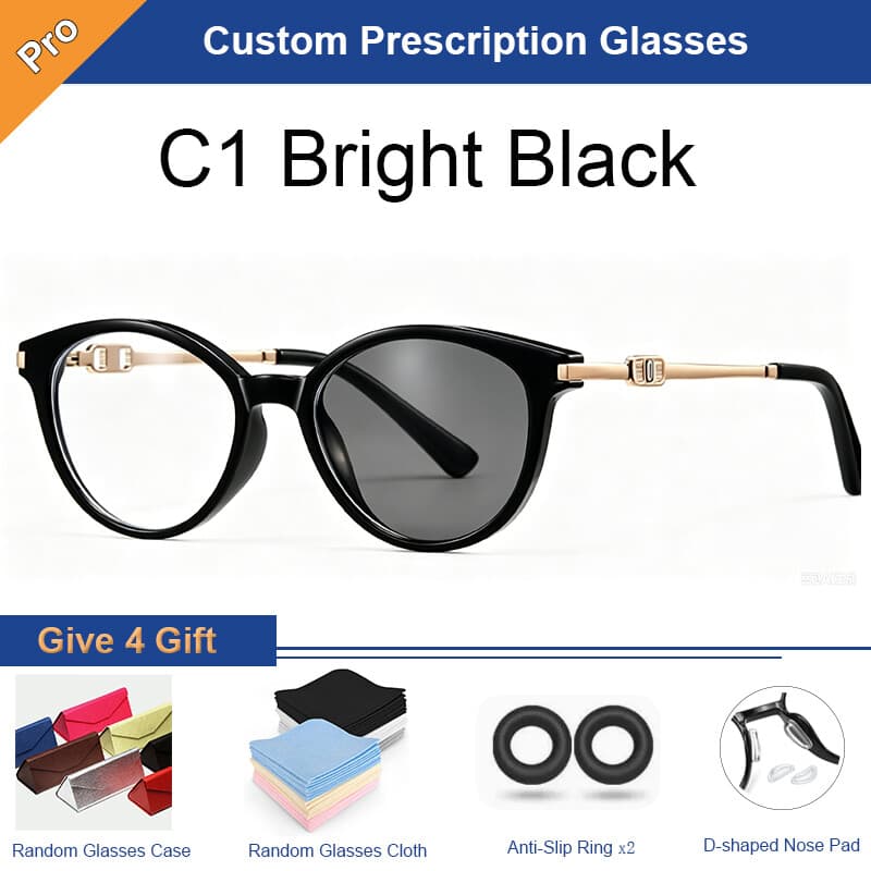 Mira Cedar round glasses in Bright Black