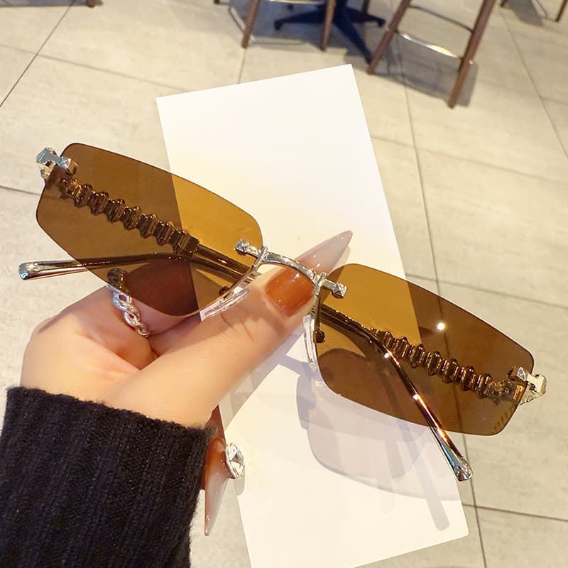 Willow Wood rimless glasses in Tea