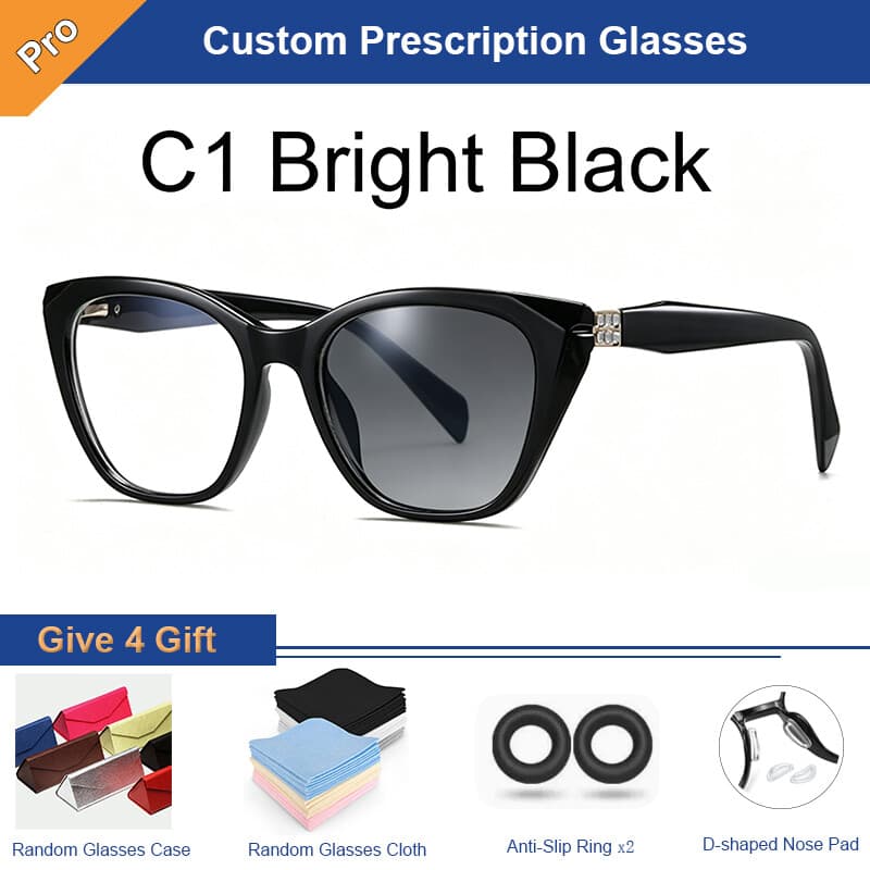 Indigo Field cat eye glasses in Bright Black