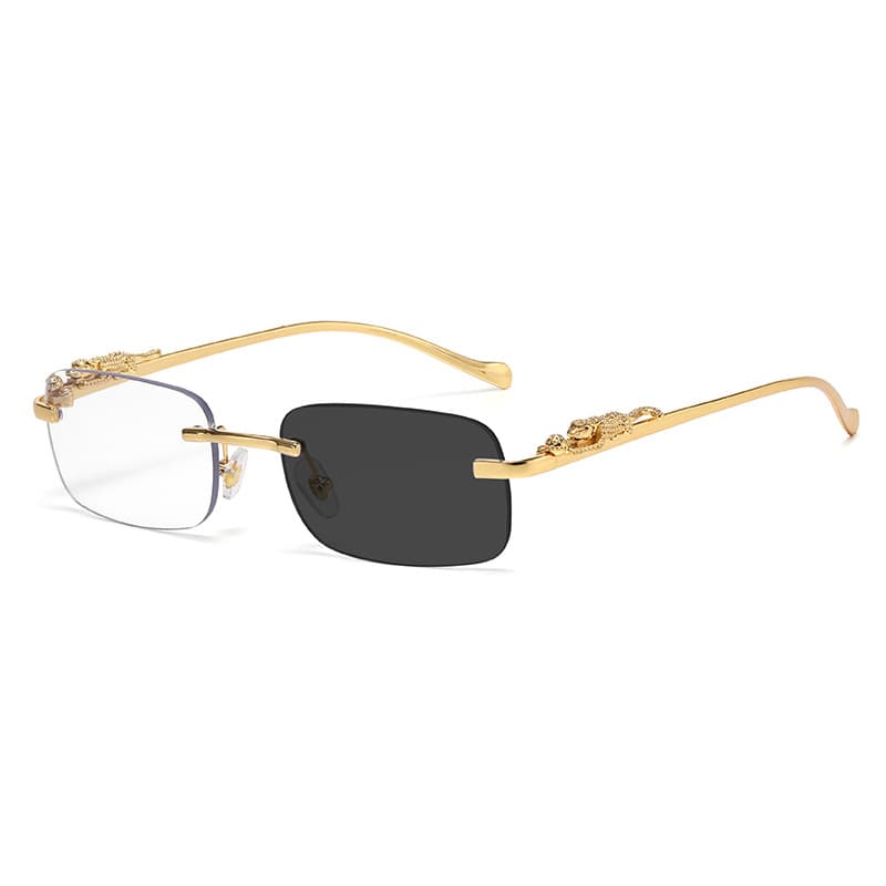 Quinn Bay rimless glasses in Clear To Black