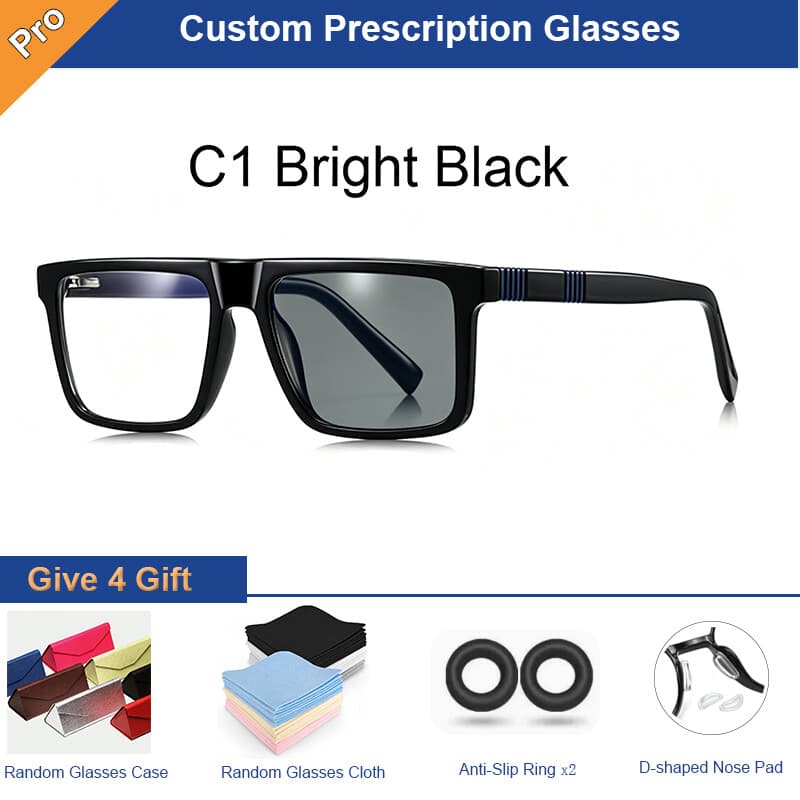 Luna Glen square glasses in Bright Black
