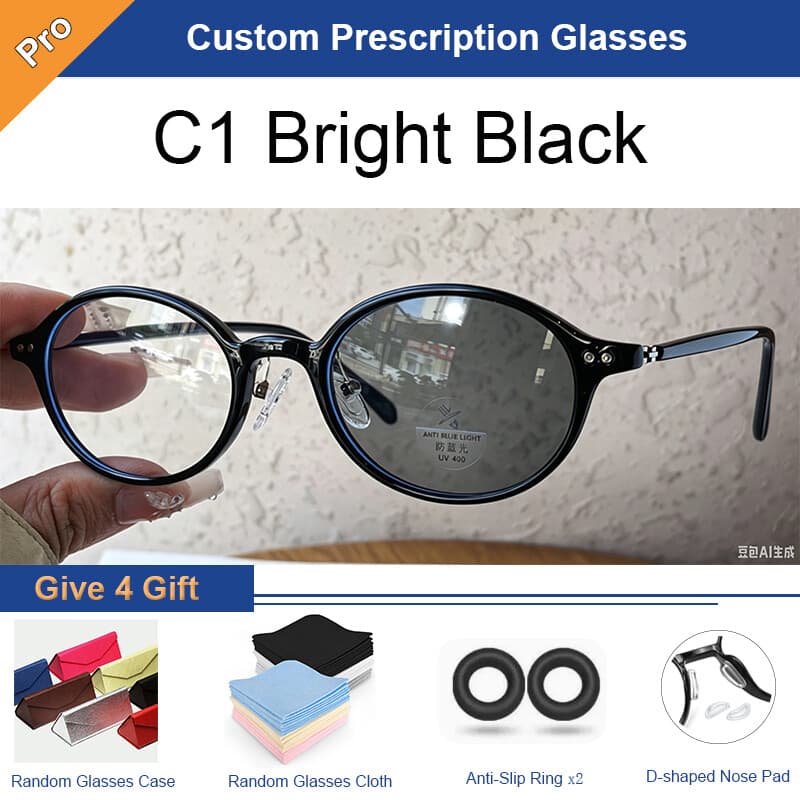 Ember Lake oval glasses in Bright Black