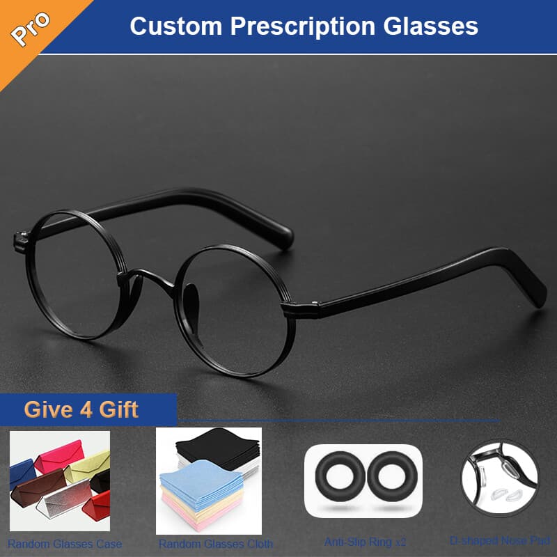 Olive Field round glasses in Black