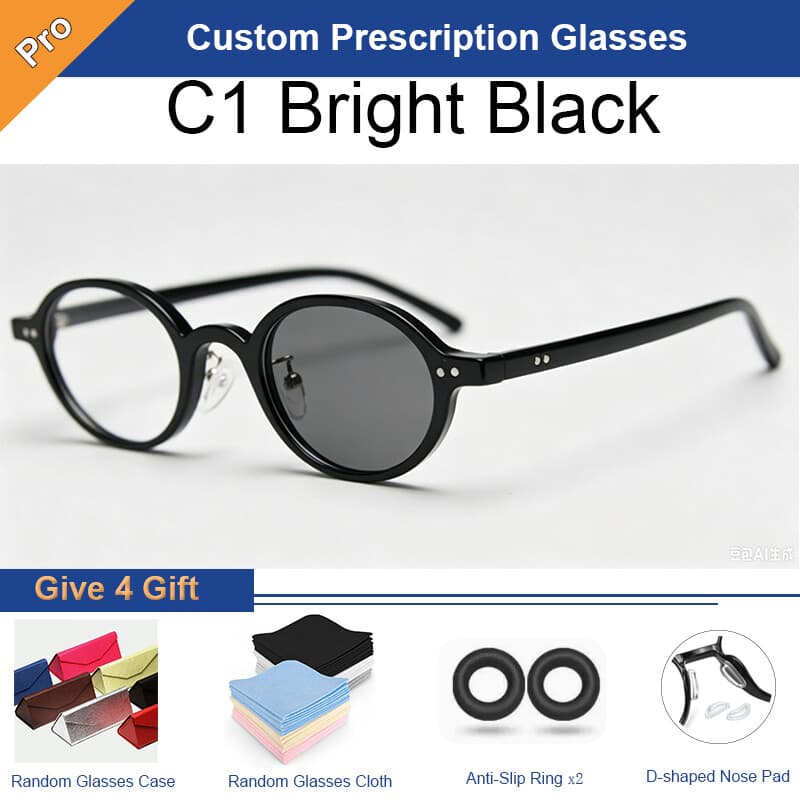 Laurel Hill oval glasses in Bright Black
